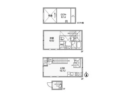ルクレ自由が丘(1LDK/1階)の間取り写真