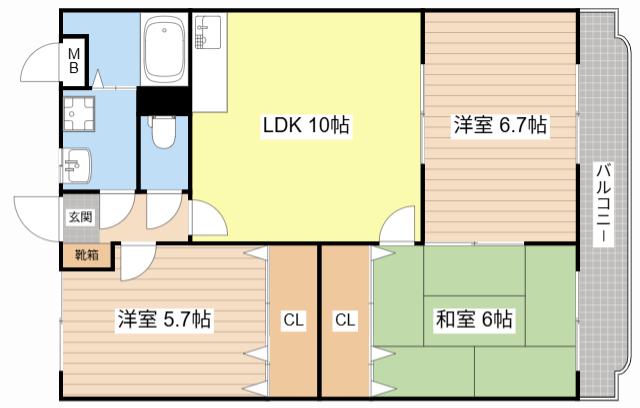 ユーミーアグリ・S II(3LDK/3階)の間取り写真