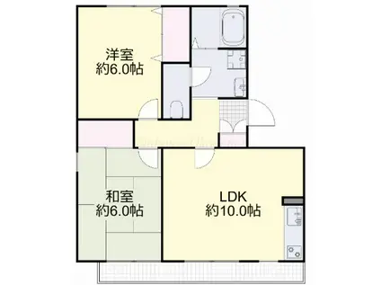 フローラ藤崎(2LDK/2階)の間取り写真