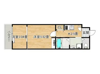 シーエムアンウエスト(2K/2階)の間取り写真