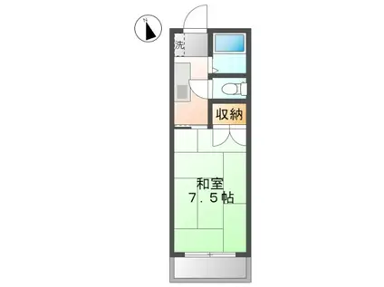 プレアール老松町II(1K/4階)の間取り写真