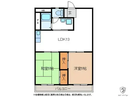 東海ステーションハイツ(2LDK/2階)の間取り写真