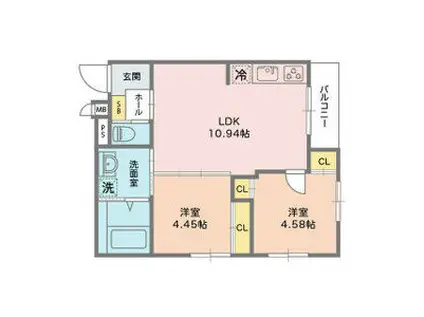 ヴェルデ大森(2LDK/2階)の間取り写真