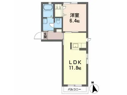 リバーサイドサカエ(1LDK/2階)の間取り写真