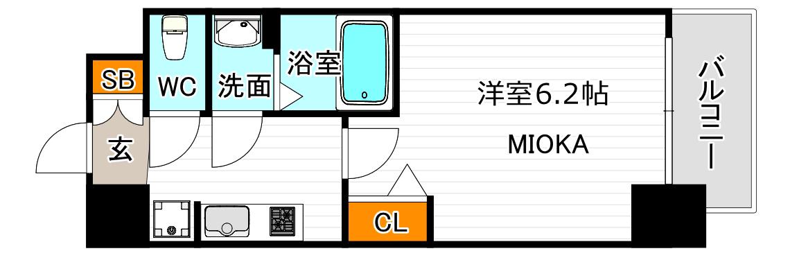 スプランディッド天王寺DUE(1K/9階)の間取り写真