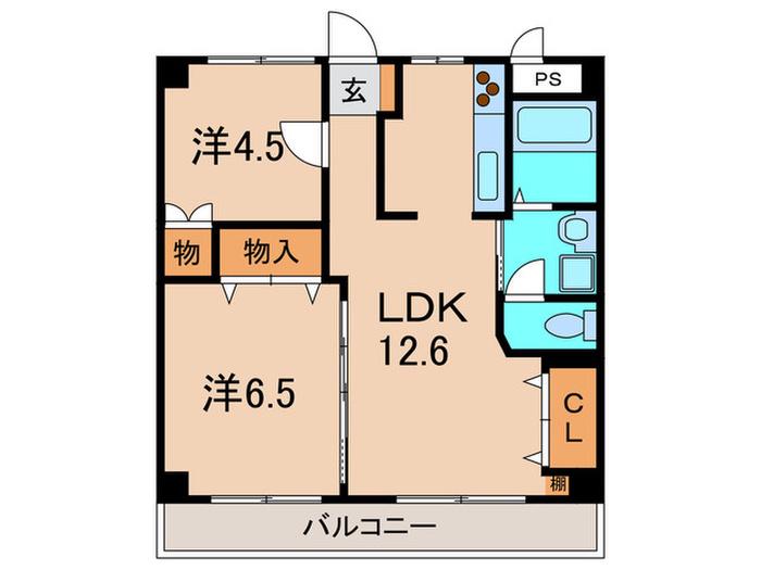 メゾン東野(2LDK/2階)の間取り写真