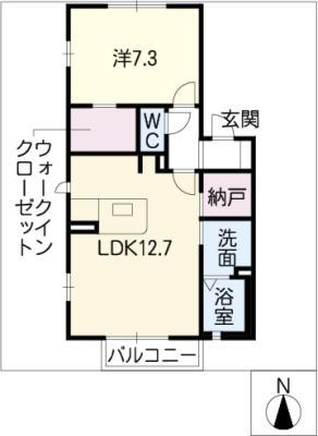 メイユール(1LDK/1階)の間取り写真