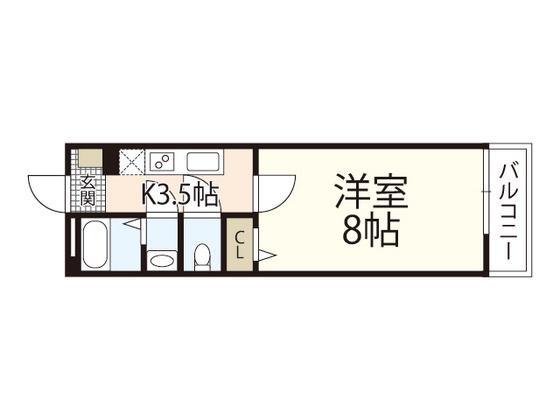 LUNA矢賀新町(1K/4階)の間取り写真