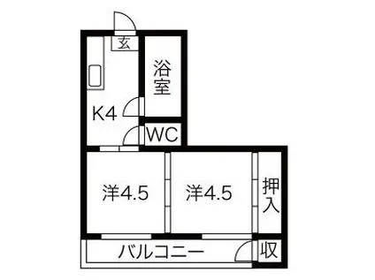 フラット大曽根(2K/2階)の間取り写真