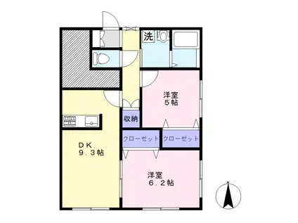 プリンススクェア 3(2DK/1階)の間取り写真