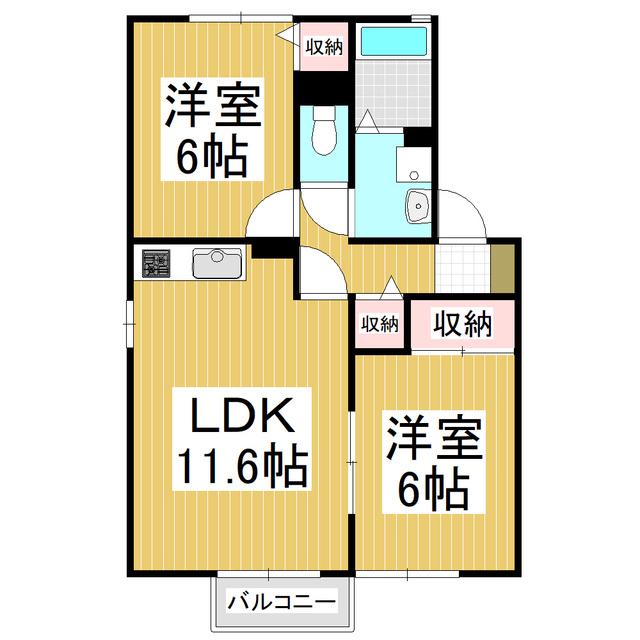 アネックス小松(2LDK/1階)の間取り写真