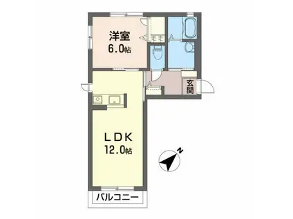 サウスベルク(1LDK/1階)の間取り写真