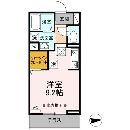 バレンタインハウス温泉町(ワンルーム/1階)の間取り写真