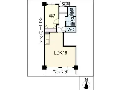 ウィン・コート白川(1LDK/14階)の間取り写真
