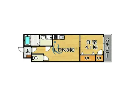 SHIN CULMEN(1LDK/1階)の間取り写真