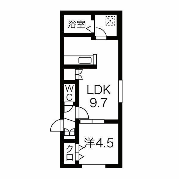アステールN23(1LDK/2階)の間取り写真