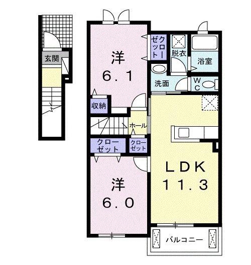 サンリットA(2LDK/2階)の間取り写真