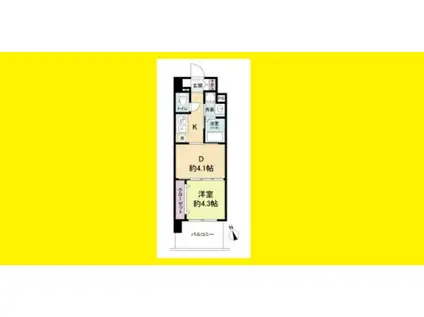 ライブガーデン江坂VIII(1DK/2階)の間取り写真