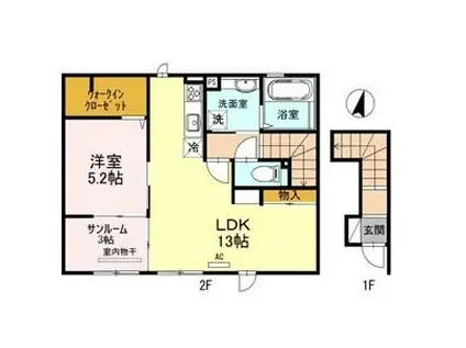 ルミエールメゾン(1LDK/2階)の間取り写真