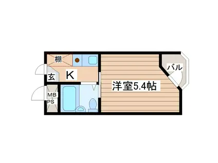 仙台堤町ロングビーチマンション(1K/2階)の間取り写真