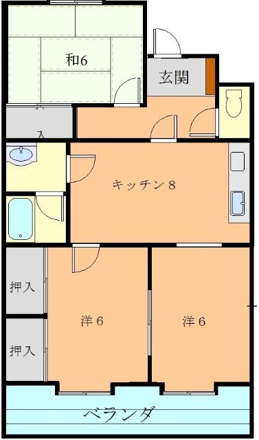 ヒルトップ(3LDK/2階)の間取り写真