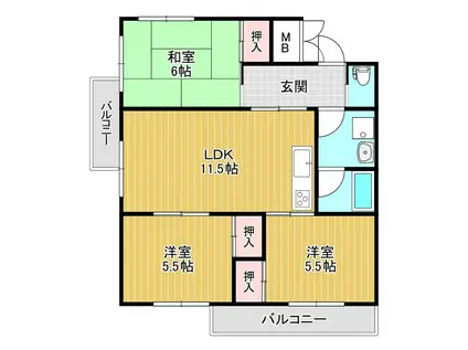 ステーションコタニ(3LDK/1階)の間取り写真