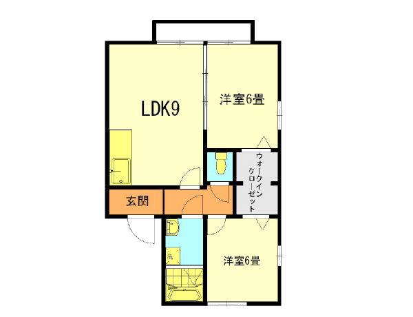 シャトレーヌA棟(2DK/1階)の間取り写真