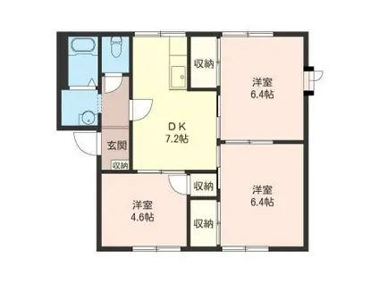 サンハイツフジII(3DK/1階)の間取り写真