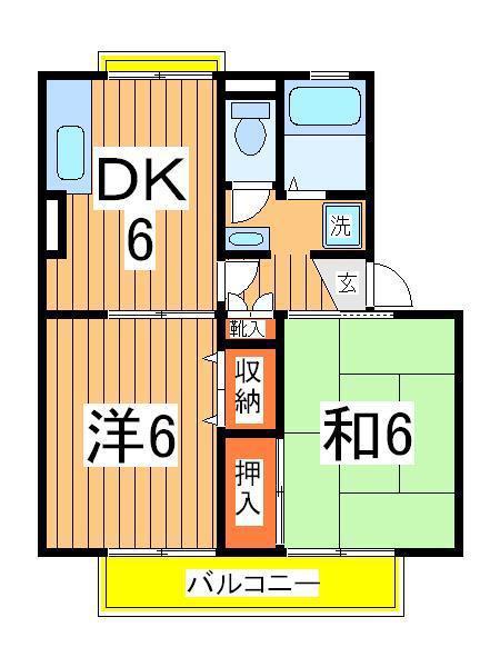 セジュール東初石Ⅲ(2DK/2階)の間取り写真