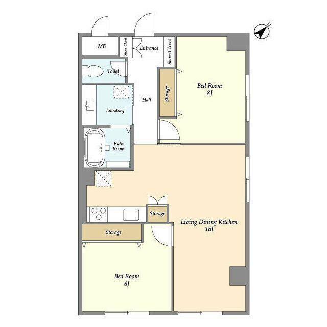 ブルロック神楽坂(2LDK/2階)の間取り写真