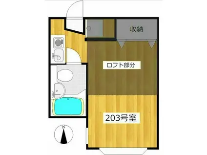 パレット西生田A(ワンルーム/2階)の間取り写真