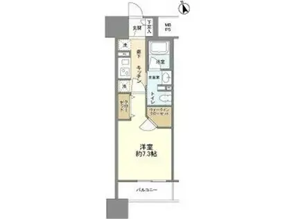 フレールコート東別院(1K/11階)の間取り写真