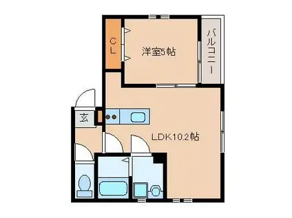 リテラ博多小町(1LDK/3階)の間取り写真