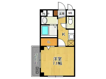 ラグラシア(1K/1階)の間取り写真