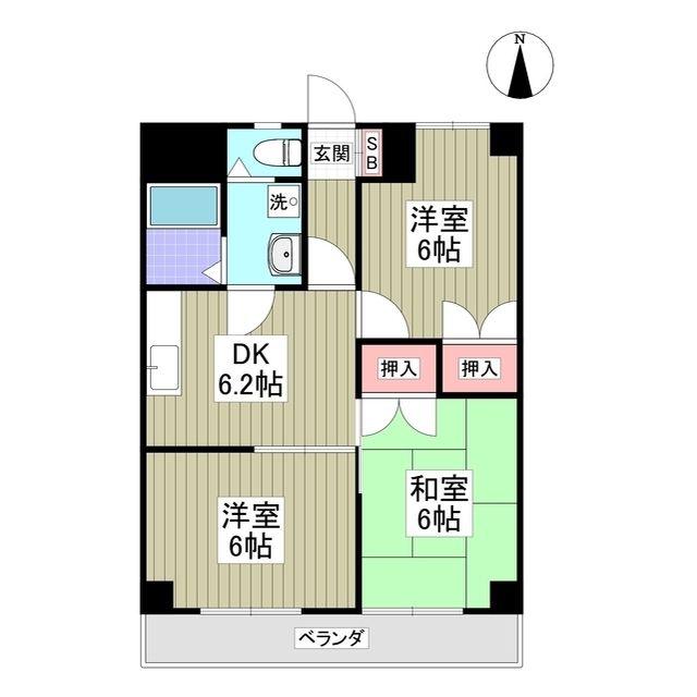 伊勢崎ヴィレッヂ(3DK/4階)の間取り写真