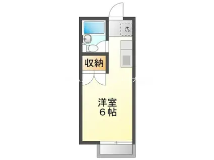 セントラルヒルズB棟(ワンルーム/2階)の間取り写真