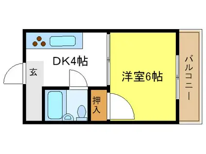 YSマンション(1DK/5階)の間取り写真