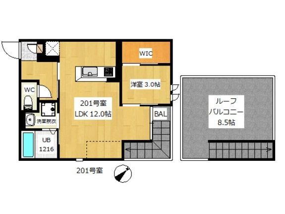 GRANDTIC PLAISIR(1LDK/2階)の間取り写真