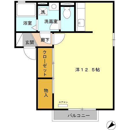 ポートウエスト B(ワンルーム/2階)の間取り写真