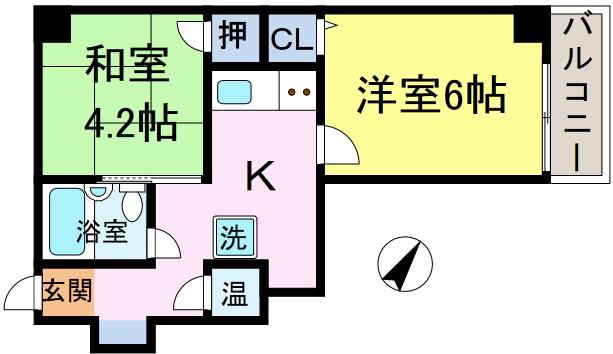 新小岩スカイマンション(2K/7階)の間取り写真
