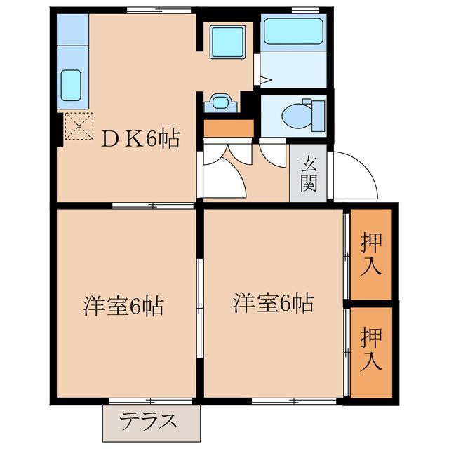 ガーデンコート田崎(2DK/1階)の間取り写真