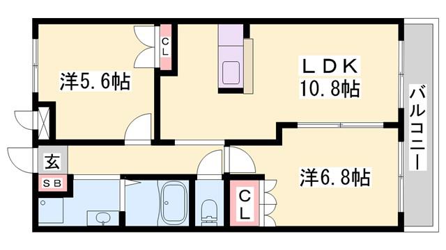 プライムガーデン(2LDK/1階)の間取り写真