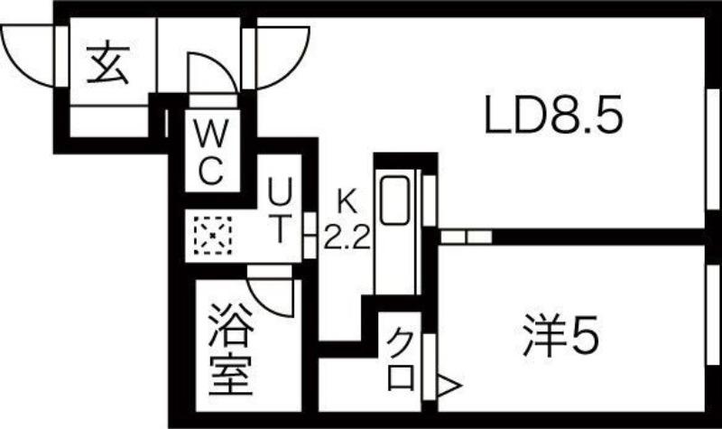 ハレービュー東札幌(1LDK/4階)の間取り写真