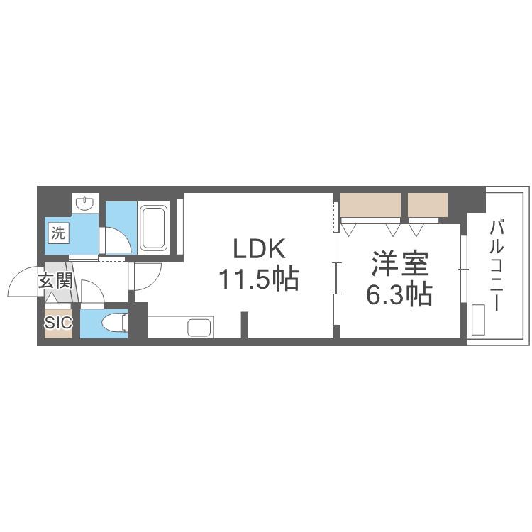 グランセジュール大国町(1LDK/11階)の間取り写真