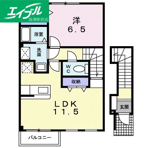 サン・スプリングメゾンB棟(1LDK/2階)の間取り写真
