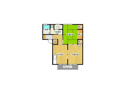 アーバンハイツC棟(2DK/1階)の間取り写真