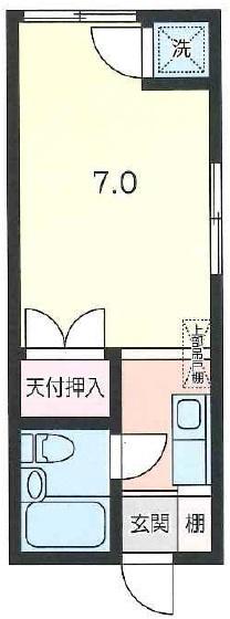 サンハイム井土ヶ谷(1K/2階)の間取り写真
