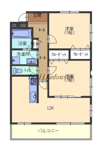 高島ビル(2LDK/3階)の間取り写真