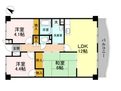 グランドハウスプラム(3LDK/1階)の間取り写真