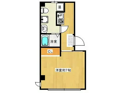 CUBE平野(1K/2階)の間取り写真
